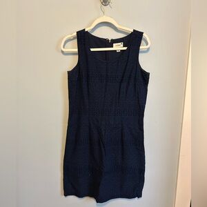 LL Bean navy eye lit shift dress